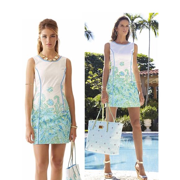 Lilly Pulitzer Carlow Resort White Palm Party Print Shift Dress - Size 2 - Picture 1 of 15